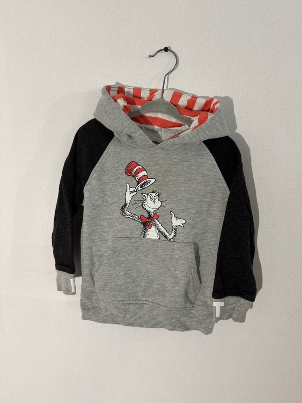 Dr. Seuss Grey & Black Hoodie with Red-Striped Hood